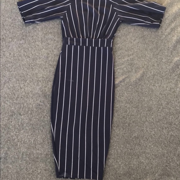 Navy blue and white stripped dress - Picture 2 of 2